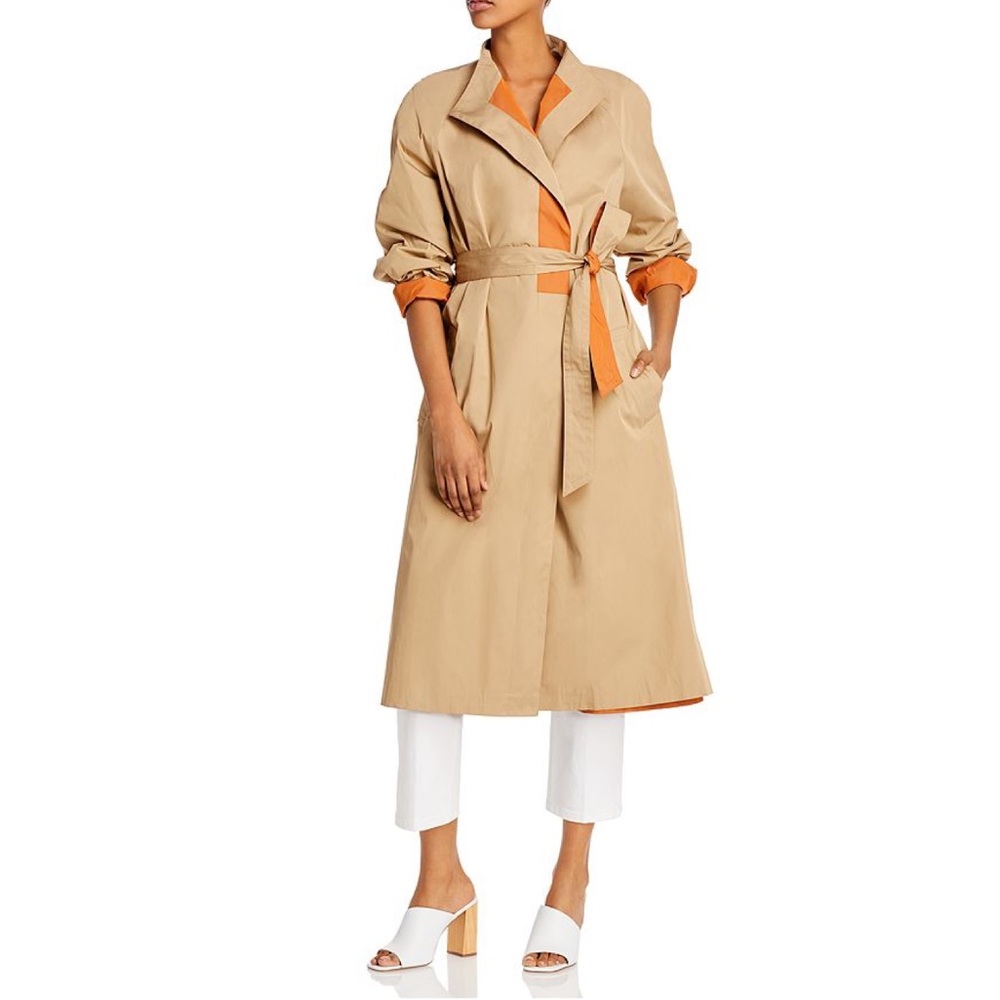 Tory Burch Reversible Trench Coat in Beige and Rust Size 4 NWT - Picture 2 of 16